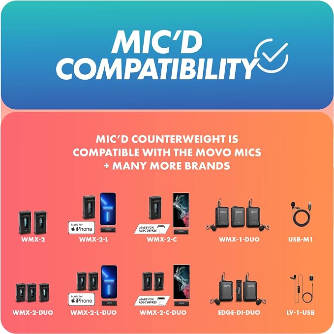 Movo MIC'D Lav Mic Weight - Weight for Lavalier Microphone - Perfect for Sound Departments, Creators, Audio Producers
