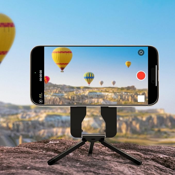 elitehood Mini Magnetic Tripod for iPhone 12/13/14/15/16 & Magsafe Cases, Travel iPhone magnetic Stand for Airplane, Aluminum Portable Small Phone Tripod with Strong Magnet and 1/4" Screw Mount, Black