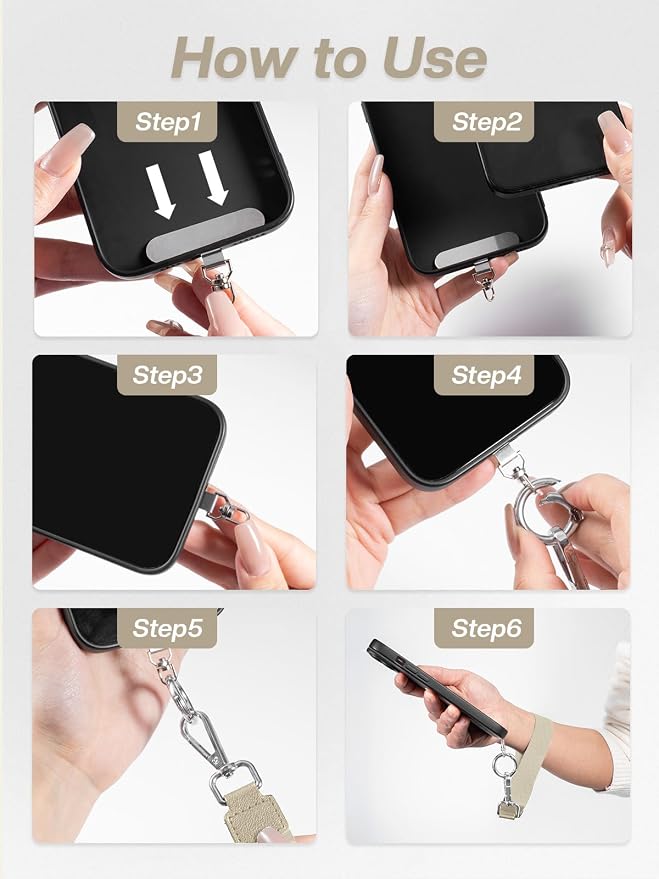 Clip and Go Strap for Phone with Wallet Crossbody Phone Lanyard Adjustable and Detachable RFID Wristlet Wallet with ID Window and Zipper, Khaki