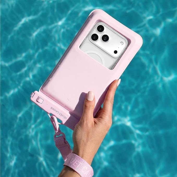 VELVET CAVIAR Waterproof Phone Pouch with Lanyard | IP68 Floating Case for iPhone & All Phones | Dry Bag for Snorkeling, Beach, Kayaking | Travel & Cruise Essentials for Women (Pink Strawberry Milk)