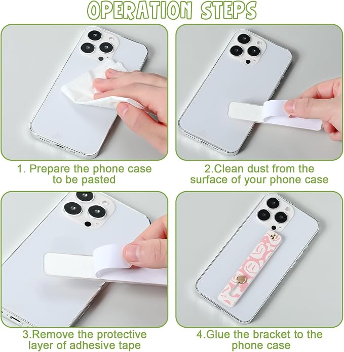 Weewooday 6 Pieces Phone Grip Holder Cell Phone Grip Strap Telescopic Finger Strap Stand Universal Finger Kickstand for Most Smartphones(Cute)