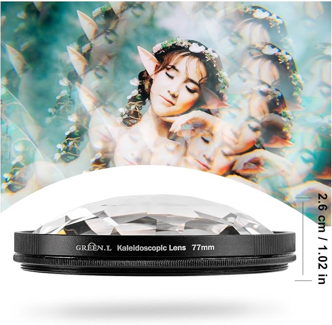 GREEN.L 58mm Kaleidoscope Prism Lens Filter Photography Prism Crystal Glass Effect Filter
