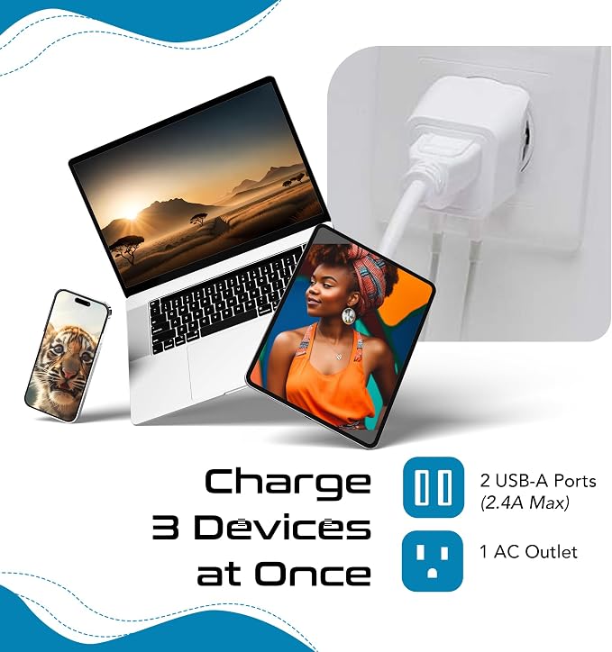 Ceptics South Africa, Botswana Travel Adapter Plug With Dual USB + USA Input - Type M - Ultra Compact - Safe Grounded Perfect for Cell Phones, Laptops, Camera Chargers and More (CTU-10L)