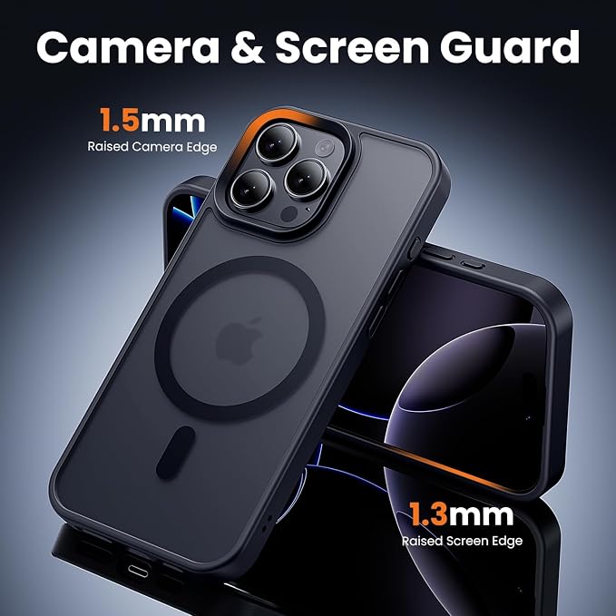 Case for iPhone 16 Pro Matte Black | 3 in 1, with MagSafe, Screen Protector*1, Camera Lens Protector*1, Skin Feeling Back Cover, Military-Grade Protection