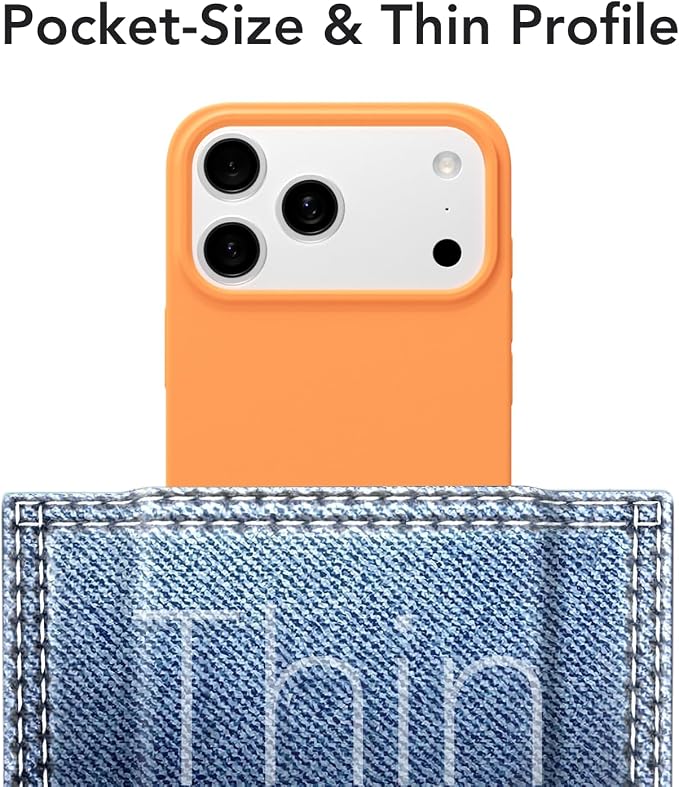 for iPhone 17 Pro Max Case Silicone Compatible with Magsafe Case, Ultra Slim Thin Magnetic Phone Cases Mag Safe, Cute Soft Rubber Gel Matte Plain Wireless Charging Cover for Women, Neon Orange