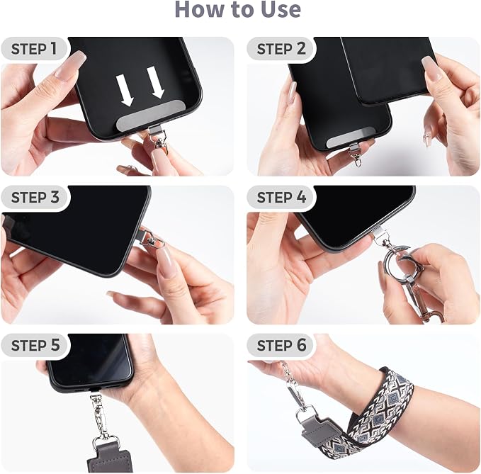 Tiostep Clip and Go Strap for Phone with Wallet Crossbody Phone Lanyard with Anti-Theft Zipper Pouch Detachable Quilted Wrist Wallet with RFID and ID Window for Daily Travel. Grey