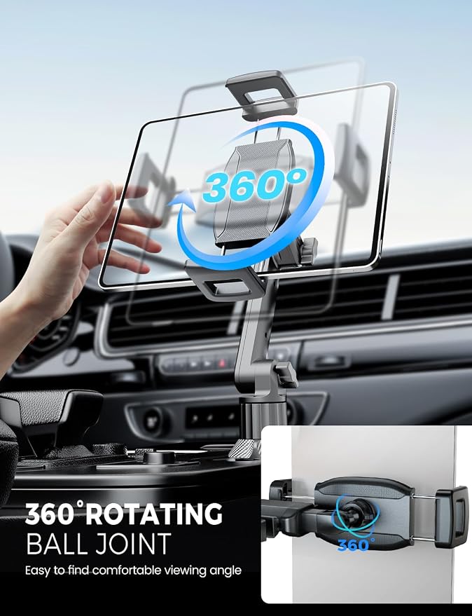 eSamcore Enlarge Tablet Clamp, 1.57”(40mm) Depth Mount Clips for Thick Case Fit 17mm Ball Joint Car/Desk/Bed/Floor Tablet Stand Holder Mount Compatible with 6"-12.9" iPad/Tab/Foldable Phone