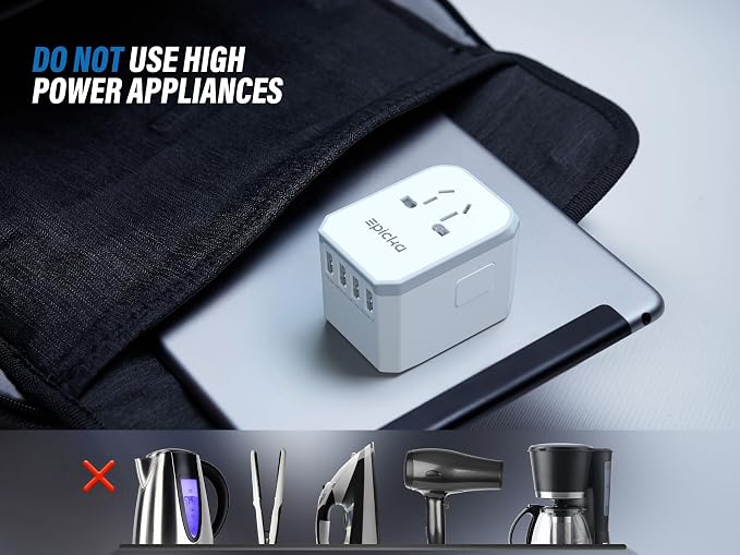 EPICKA Universal Travel Adapter, European Travel Plug Adapter - International Power Adapter Worldwide Charger with USB-C & 4 USB-A Ports, Travel Essentials for Italy, Japan, Europe, UK (TA-105, White)