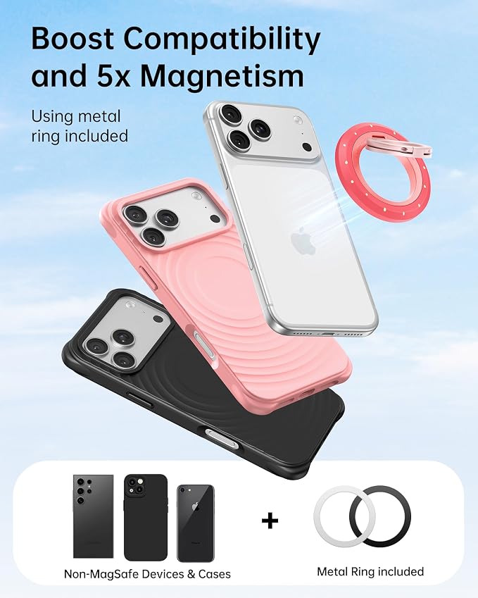 SYNCWIRE Magnetic Phone Ring Holder for MagSafe, 360° Rotation Dual Sided Magnet Grip Cell Phone Ring Stand Finger Kickstand Compatible with iPhone 17 16 15 14 13 12 Pro Max fits MagSafe