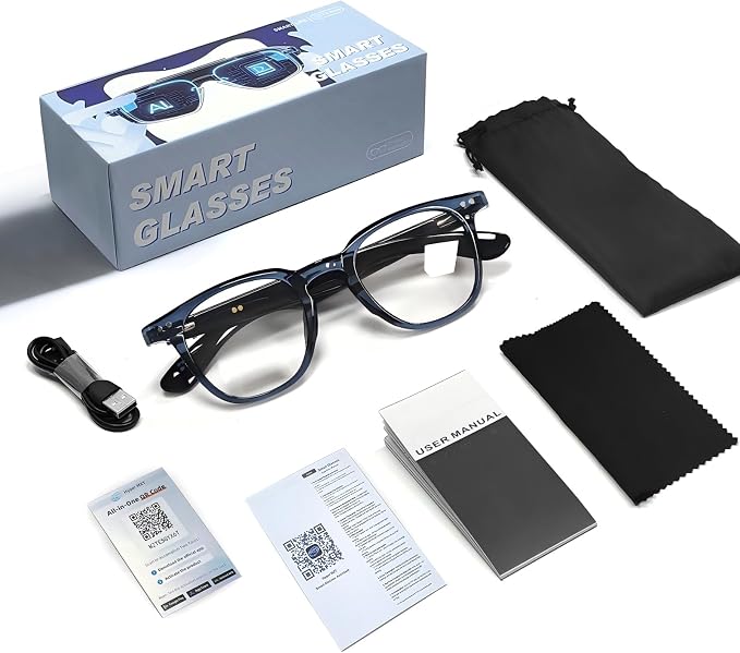 AI Smart 5.4 Bluetooth Glasses with Open Ear Speaker, Voice Assistant Compatible,Real-Time Translation,Auto Color-Changing Lenses for Business&Outdoor Activities.
