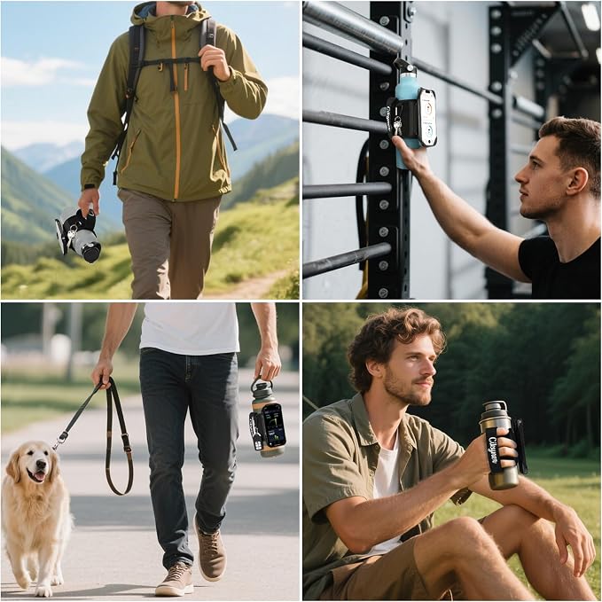 Cikyner Magnetic Water Bottle Strap with Handle, Water Bottle Holder for Mobile Phone 360° Rotatable & Removable Water Bottle Pouch Gym Water Bottle Accessory for 4.5-7'' Phone & 18-40oz Water Bottles