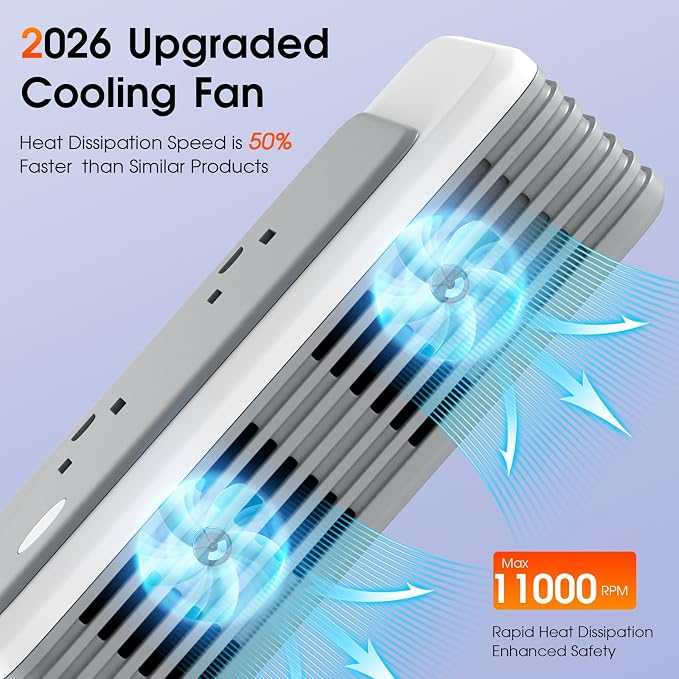 220V to 110V Voltage Converter US to Europe for Curling Iron and Hair Straighteners, Power Converter for European Travel Plug Adapter with 2 USB A & 2 USB C Ports (Grey)
