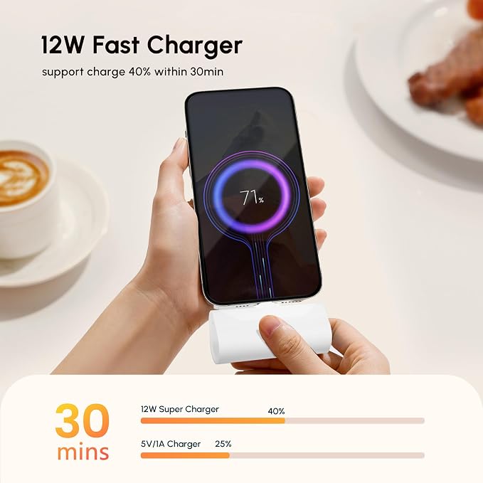 Mini USB C Power Bank for iPhone 17, 4800mah Compact Handy Portable Charger Backup Battery Pack Compatible With Samsung Note series/ iPhone 16/15 series/Samsung Galaxy Z fold series/Galaxy Flip-White