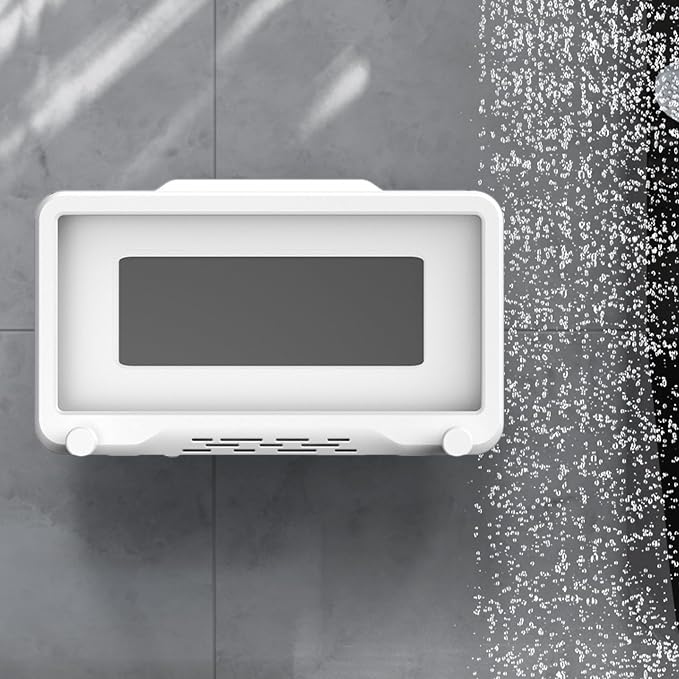 Bathroom Case Mount Shelf Bathroom Adhesive Touchable Phone Cradle Shower Phone Stand Case Mount,Shower Phone Holder Wall Mounted for Bathroom Wall Mirror Bathtub Kitchen (White)