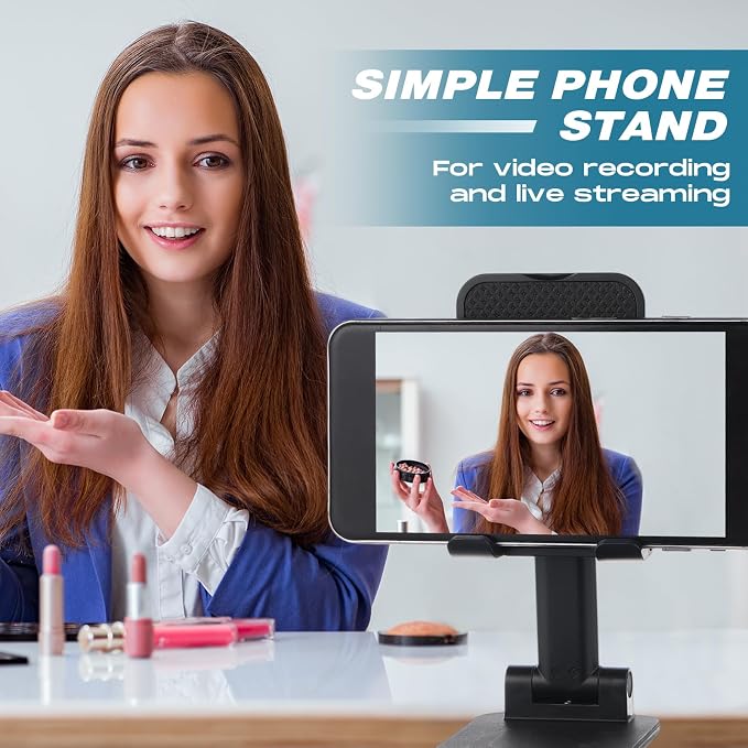 48 Pcs Cell Phone Stand for Desk Phone Holder Stand Foldable Angle Height Adjustable Portable Holder Tablet for Office Travel Photography (Black)