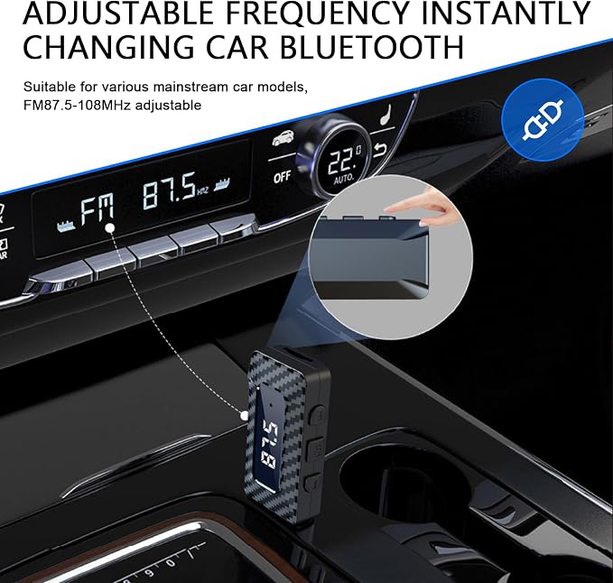 USB Bluetooth Receiver for Car, Bluetooth 5.3 Wireless Audio Adapter, USB Power Supply 3.5mm Aux Jack Adapter, FM+AUX Transmitting Signal Receiver, for Car Stereo Sound Home Stereo, PC (Black)