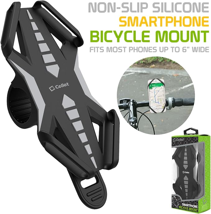 Cellet Motorcycle, Bike Phone Mount, Universal Bicycle Holder Mount Compatible for Apple iPhones, Samsung Galaxy, Google Pixels, Motorola Smartphones (Grey)