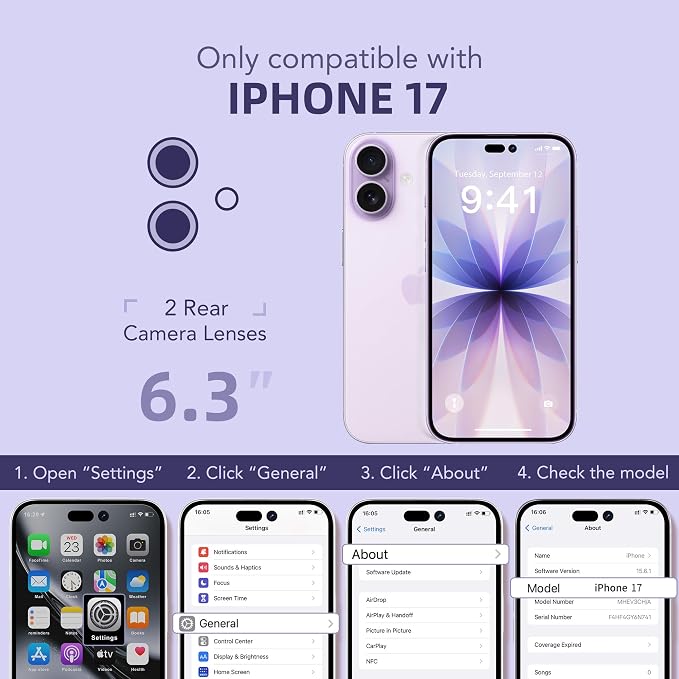 BERFY for iPhone 17 Case, Compatible with MagSafe, Built-in Privacy Screen Protector, Camera Protection, Shockproof Full Body Phone Case 6.3", Clear