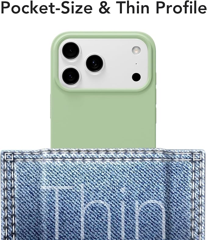 for iPhone 17 Pro Case Silicone Compatible with Magsafe Case, Ultra Slim Thin Magnetic Phone Cases Mag Safe, Cute Soft Rubber Gel TPU Matte Plain Wireless Charging Cover for Women, Sage Green