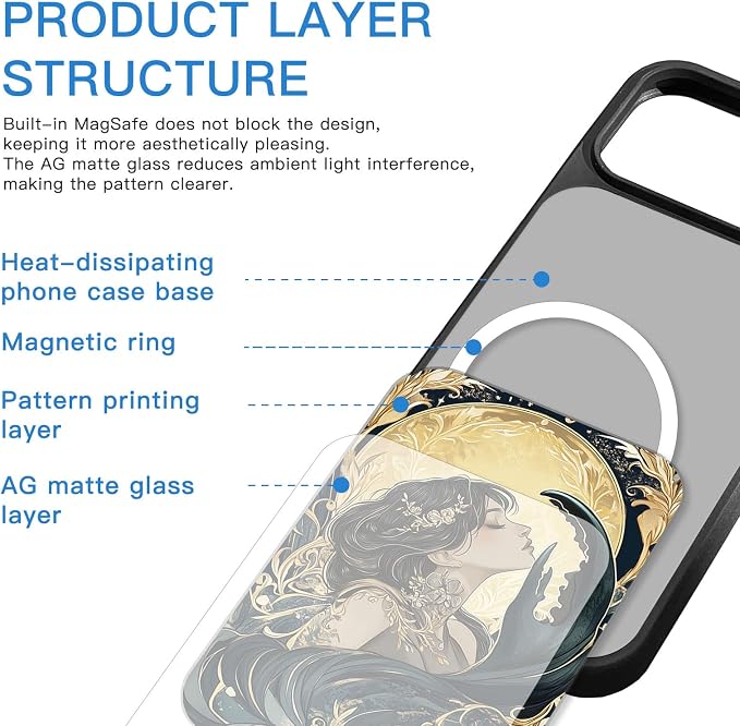Constellation Series - Cancer Designs Magnetic for iPhone 17 air Case, Tarot Style Model Glass Phone Cover, Compatible with Magsafe, Pocket-Friendly - fits iPhone 17 air Case for Women