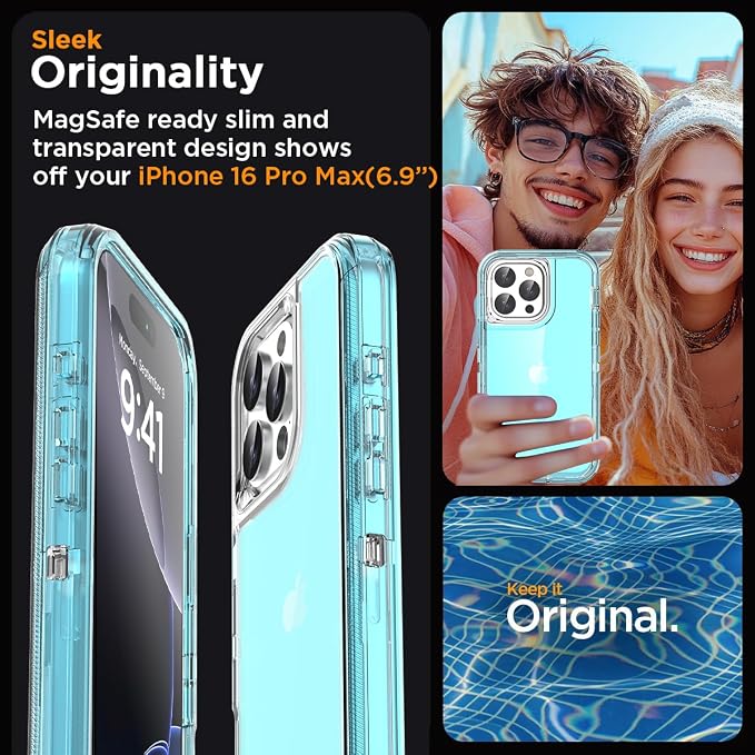 AICase for iPhone 16 Pro Max Case Clear 3 in 1 Heavy Duty Drop Protection Full Body Rugged Shockproof/Dust Proof 3-Layer Military Protective Tough Durable Cover for iPhone 16 Pro Max 6.9"_4