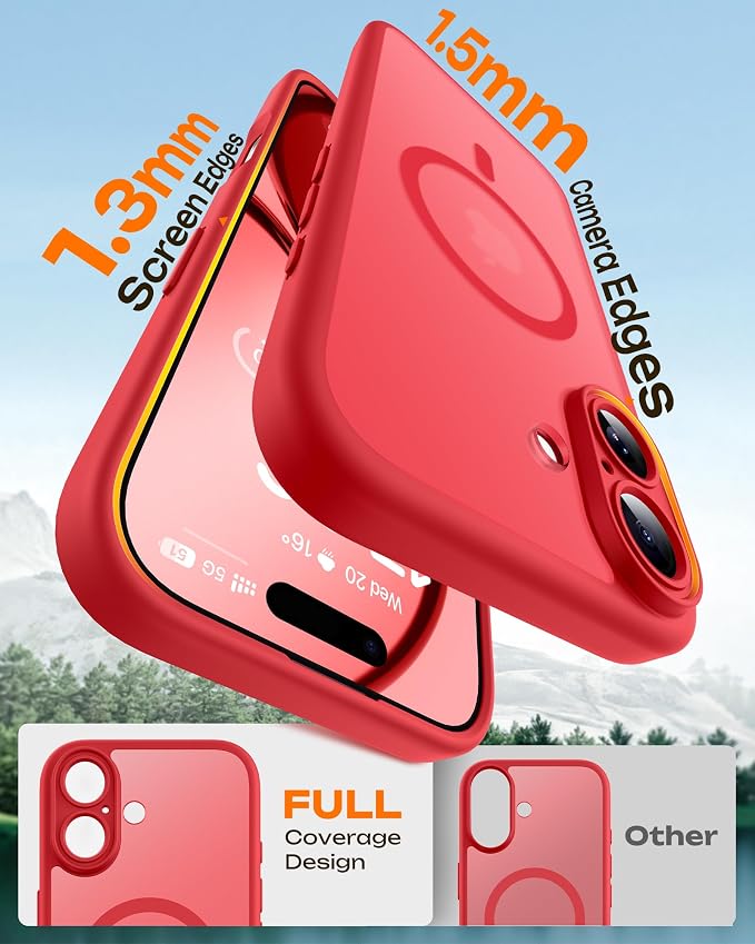 TOCOL for Phone 17 Case, Compatible with Magsafe Charger, Full Camera Protection, Drop Protection, Translucent Matte Phone Case for Phone 17 6.3 inch (Red)
