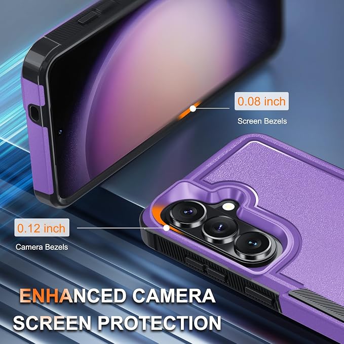 for Samsung Galaxy S26+ Plus Case with Screen Protector+Camera Lens Cover,Military Grade Heavy Duty Shockproof Phone Cover with Wrist Lanyard Strap for Samsung S26Plus,Lavender