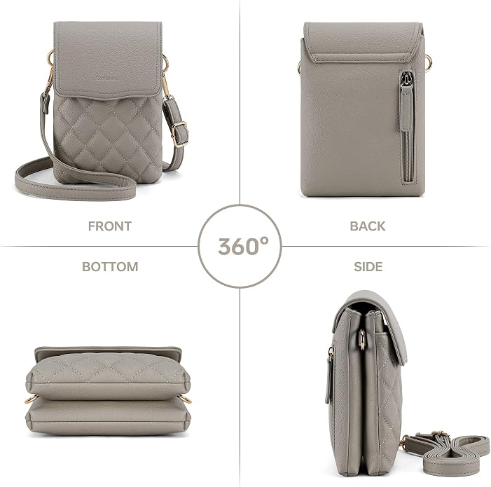 RFID Small Crossbody Purses for Women Quilted Cell Phone Purse with RFID Blocking Credit Card Slots
