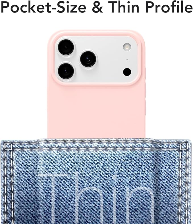 for iPhone 17 Pro Max Case Silicone Compatible with Magsafe Case, Ultra Slim Thin Magnetic Phone Cases Mag Safe, Cute Soft Rubber Gel Matte Plain Wireless Charging Cover for Women, Light Pink