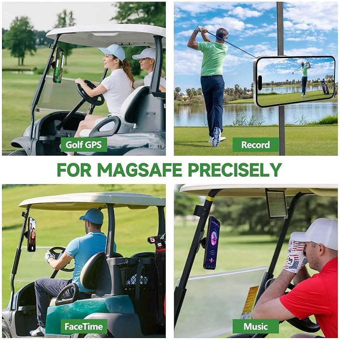 Magnetic Golf Cart Phone Holder & Gym Mount - N52 Strong Magnet for Any Metal Surface, Versatile Golf Cart Accessories, Birthday Gifts for Men Husband, Fits MagSafe iPhone 17-12 (Black)