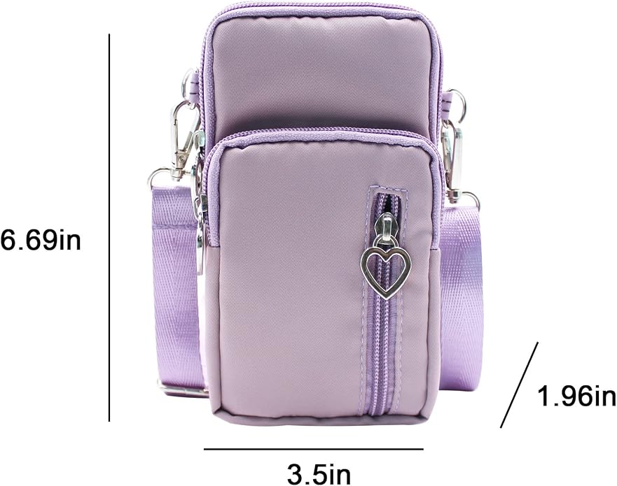 JUMISEE 3-Layers Crossbody Bag Cellphone Pouch Armband Wallet Nylon Smartphone Purse
