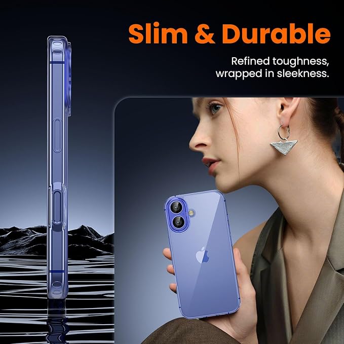 3 in 1 for iPhone 16 Plus Case Transparent | Screen Protector *1 & Camera Lens Protector*1, Yellowing-Resistant Acrylic Back