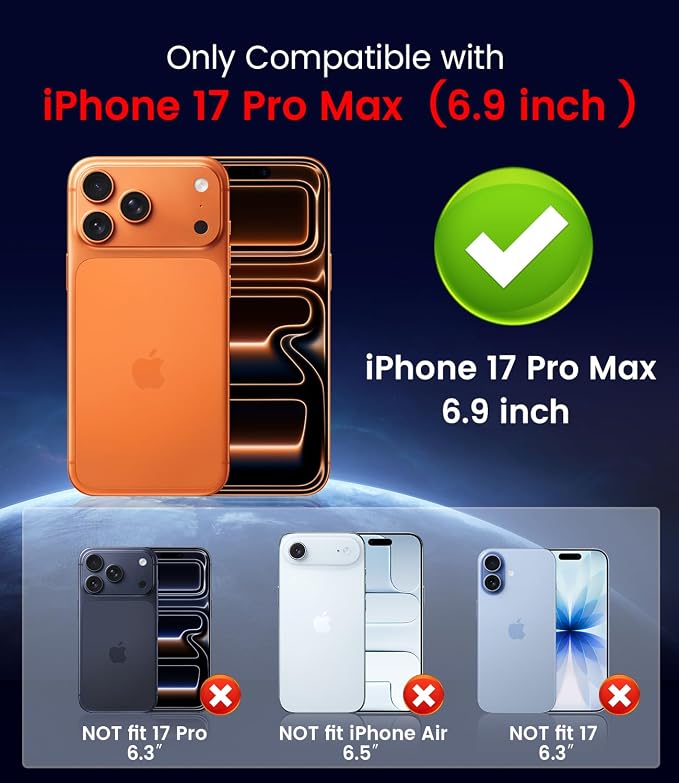 Magnetic for iPhone 17 Pro Max Case, Compatible with MagSafe, Built-in Camera Lens Protector, Slim Thin Soft Silicone Bumper Shockproof Metallic Luster Phone Case (Orange)