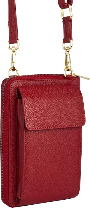 BULL GUARD Crossbody Leather Wallet Phone Purse, Anti Theft and RFID Blocking, Elegant Design for Travel