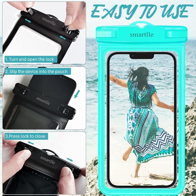 Waterproof Phone Pouch Case w/Lanyard, Cell Phone Dry Bag for iPhone 15 14 13 12 Pro Max XS Plus XR, for Galaxy S24 S22, IPX8 Waterproof Phone Holder for Vacation Pool Beach Swimming -4 Pack