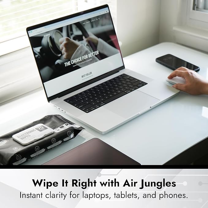 Air Jungles Electronic Wipes Screen Cleaner 70 Count, No Cloth Needed, Extra Large 8"x10" Tech Cleaning Wipes for LED Screen, TVs, Cars, Computer,Tablets, Phones, Laptops, VR, Monitors