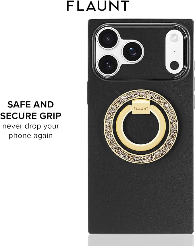 Flaunt MagSafe Ring Phone Stand - Limited Edition Magnetic Phone Grip - Slim, Collapsible Ring Holder & Stand - Detachable, 360° Rotation - Compatible with All MagSafe Cases - Gold Brilliance