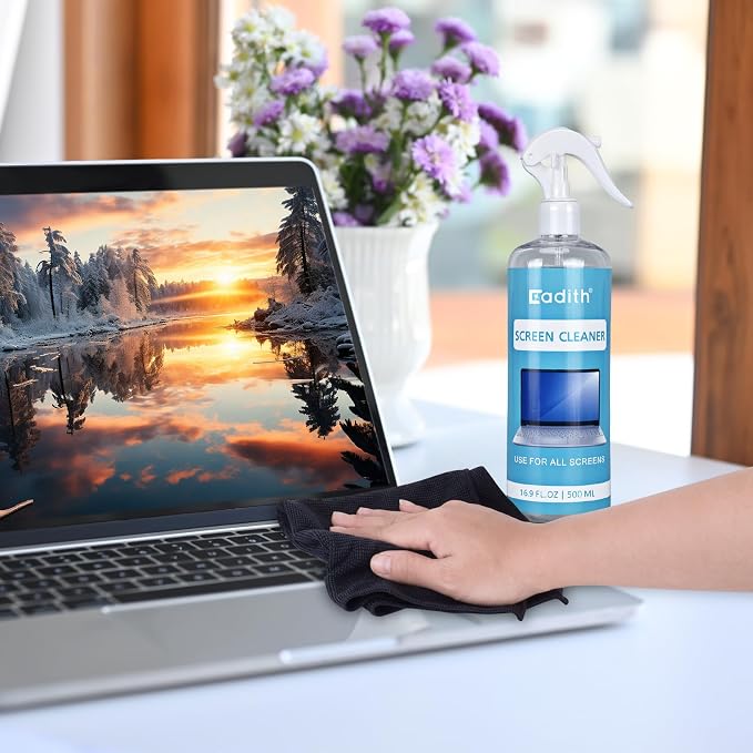 17.9 OZ Screen Cleaner Spray Cadith Touchscreen Cleaning Kit for TV Screen, Computer, Laptop, Phone, Ipad - Electronic Cleaner with Blush