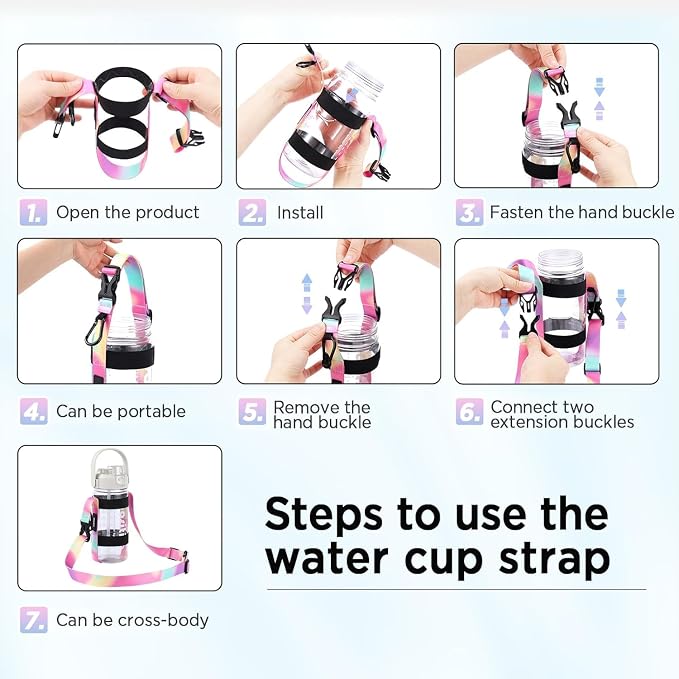 EasyAcc Water Bottle Holder Strap Sling, for Owala FreeSip 24 32 40 oz, Hydro Flask, Cirkul, Yeti, Stanley Flip, Universal Water Bottles, with Carabiner, for Walking Curise Travel (Bottle Excluded)