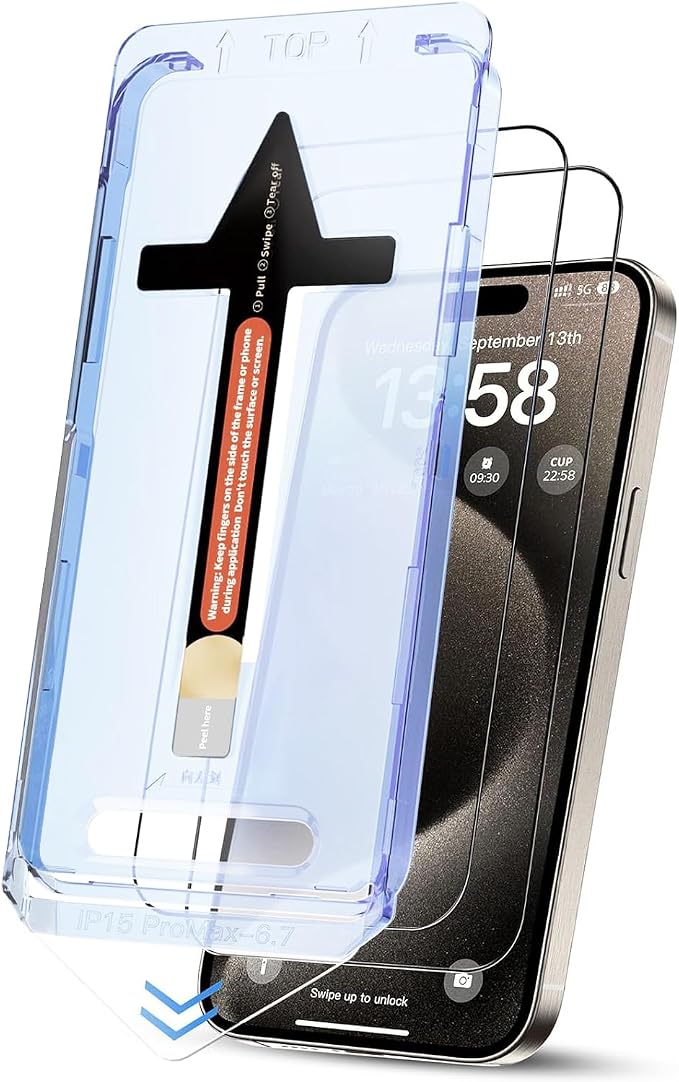 for iPhone 16 Pro Screen Protector, Military Grade Shatterproof 9H+ Tempered Glass, Auto Dust-Removal Installation, Full Coverage, HD Clear, Anti-Scratch, Anti-Fingerprint, No Bubble