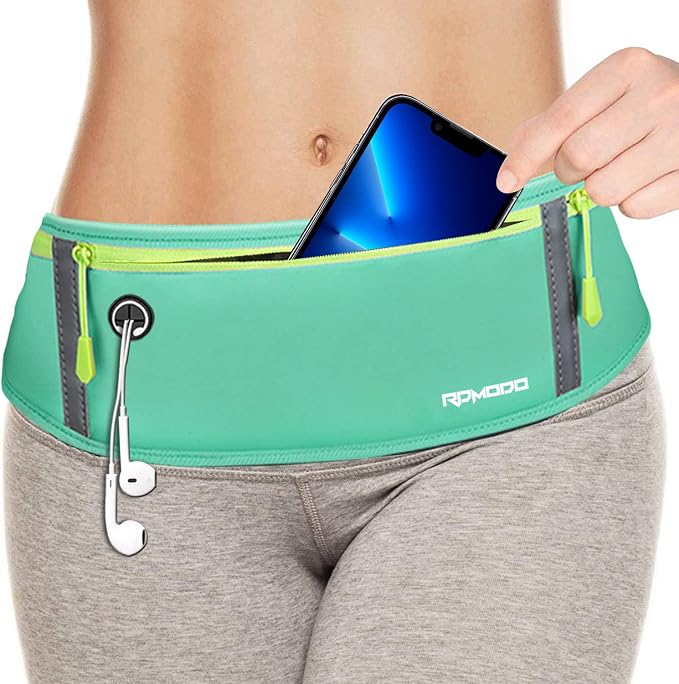 Running Belt for Women, Fanny Pack for Men, Running Waist Belt Large Capacity 3 Pocket Zipper Waterproof Lightweight Adjustable Runners Belts for Phone iPhone Samsung Under 6.7 Inches