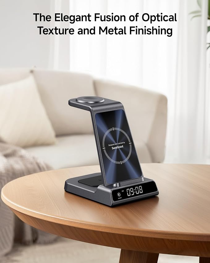 Wireless Charger for Apple Devices, 3 in 1 Wireless Charging Station Dock for iPhone Air/17 Pro Max/17 Pro/16/15/14/13, Apple Watch Charger for iWatch Ulltra 3/11/10/9/8/7/SE, AirPods Pro 3/4/3