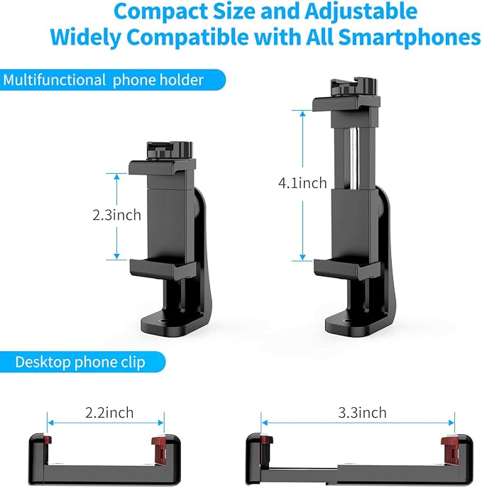 Owine Universal Dual Cell Phone Tripod Mount Adapter Premium Smartphone Clamp, Compatible with iPhone,Samsung Galaxy,Note,Lg,All Smartphones Perfectly.Connects to Tripod, Monopod, Selfie Stick