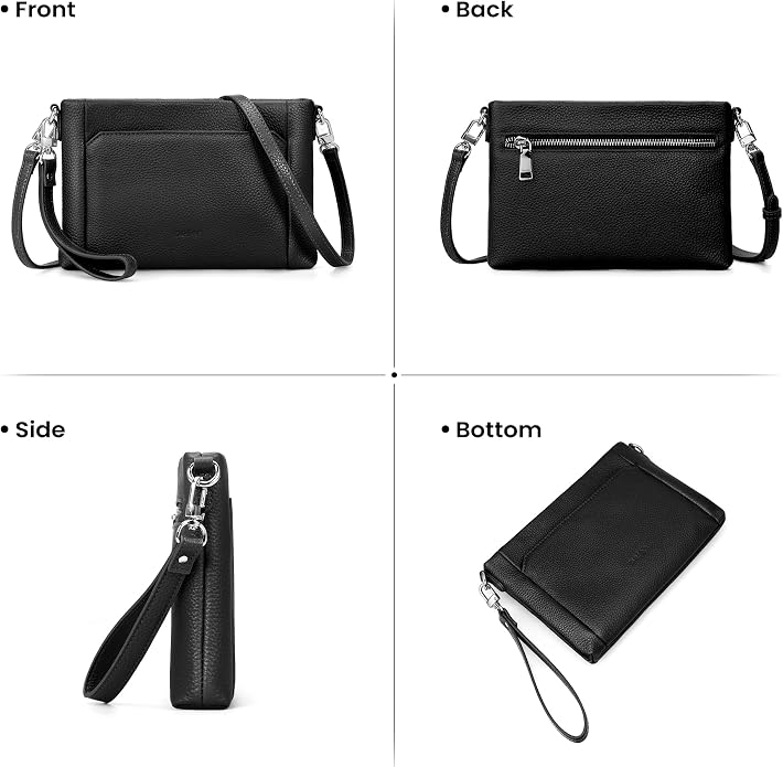 befen Genuine Leather Wristlet Wallet for Women Soft RFID Leather Clutch Purse with Built in Wallet Trendy Crossbody Bag