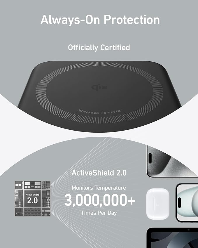 Anker MagGo Power Bank, Qi2 Certified 15W Ultra-Fast MagSafe-Compatible Portable Charger, 10,000mAh Battery Pack with Smart Display and Foldable Stand, For iPhone 15/14/13/12 Only(USB-C Cable Include)