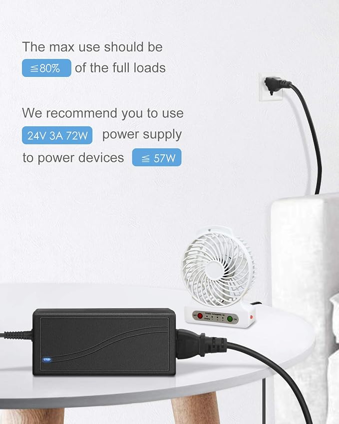 ALITOVE 24V DC Power Supply 3A 72W Power Adapter AC 100-240V 50-60hz to DC 24Volt Converter 3amp Transformer with 5.5x2.1mm Output Jack for LED Light 3D Printer CCTV Camera Wireless Router,5-Pack