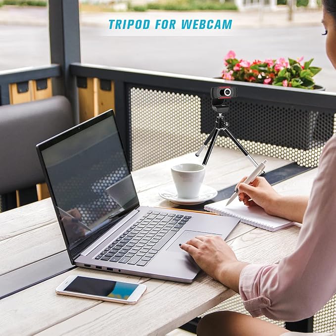 Mini Tripod for Webcam and Phone, Metal Extendable Webcam Stand with Phone Holder, Tripod for Webcam