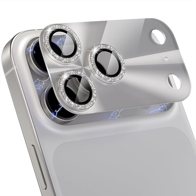 Choiche Compatible for iPhone 17 Pro Camera Lens Protector, Bling Camera Cover with 9H Tempered Glass Lens Screen Protector Metal Ring Decoration Accessories 6.3-inch (Light-Black)