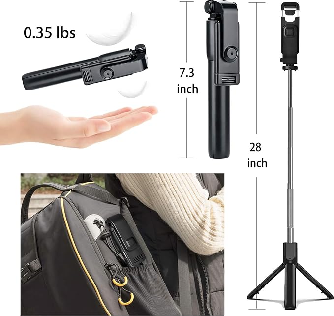 Portable Selfie Stick Tripod, 3 in 1 Extendable Selfie Stick Phone Holder for iPhone 14/13/13 Pro/13 Pro Max/12/12 Pro/X/XR/XS/8/7/6S,Android Samsung Smartphone