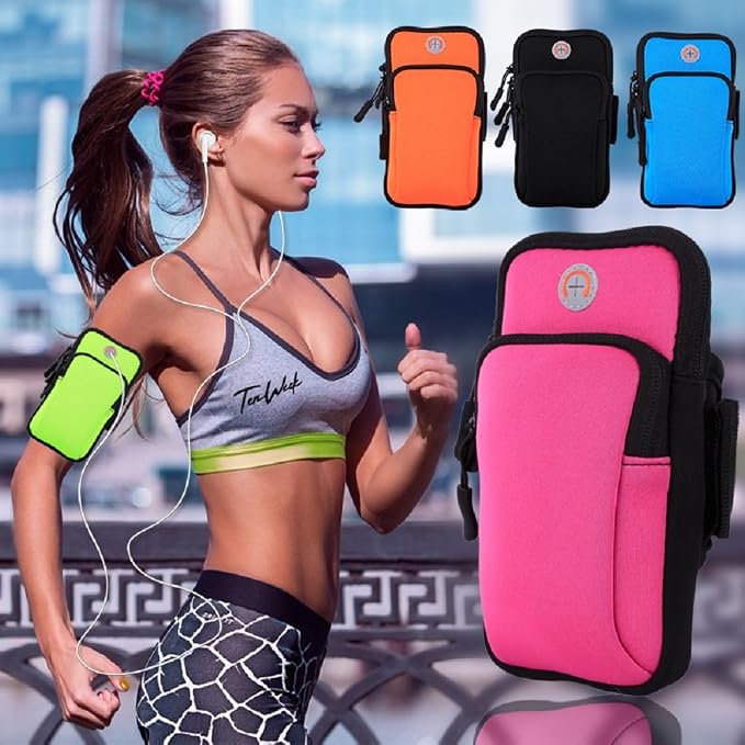 Armband Cell Phone Holder for Running Women,iPhone Armband 17 16 16e 15 14 13 12 11 Pro Max Xs Xr X Plus SE Mini,Samsung Galaxy S26 S25 S24 S23 S21 Ultra Note Key Pouch,Exercise Arm Bands Bag